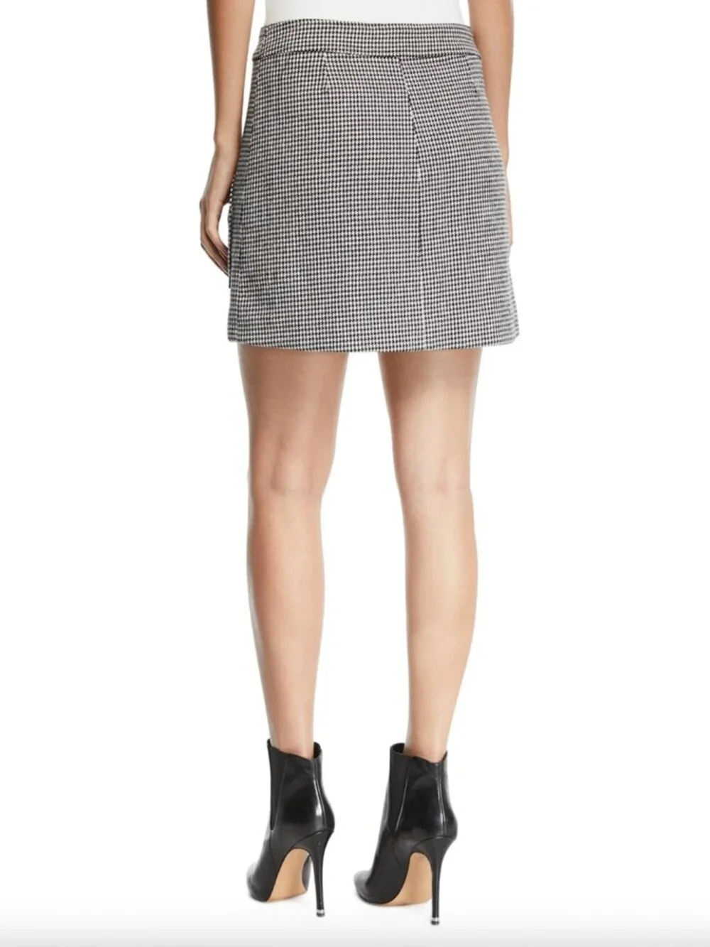 $395 Veronica Beard Black White Houndstooth Monroe Button Skirt size 4 - Picture 3 of 11